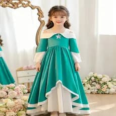 Moda Menina Mario Traje Verde Princesa Vestido De Festa Cosplay Halloween Manga Longa Cinta