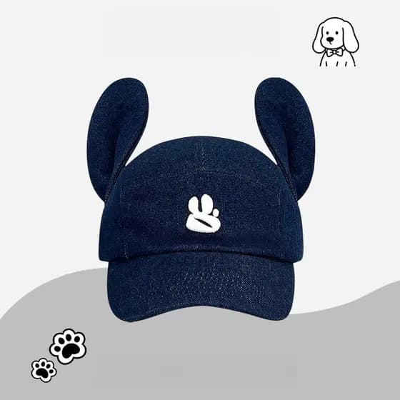 Boné Five Panel Feminino Malha Bordado Desenho Moda ALGODÃO Streetwear Orelhas Coelho Diário Viagem Masculino