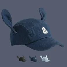 Boné Feminino Five Panel Malha Bordado Desenho Moda ALGODÃO Streetwear Orelhas Coelho Diário Viagem Masculino