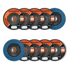 Kit 10 Disco De Lixa Flap Zircônia Azul 4.1/2 Grão 36 Para Desbaste e Lixamento