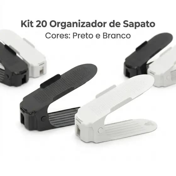 Kit 20 ORGANIZADOR de Sapatos BRANCO e PRETO SAPATEIRAS Com Regulagem organizador TÊNIS