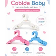 50 Cabide Baby Infantil 25cm Rosa Azul e Branco para Enxoval