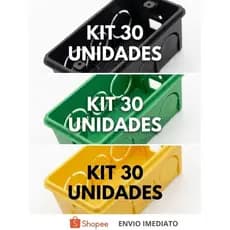 Caixa de Luz 4x2 Reforçada P/ Tomada Interruptor Embutir Amarelo/Preto/Verde