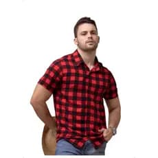 Camisa Xadrez Blusa Botão Masculina Manga Curta