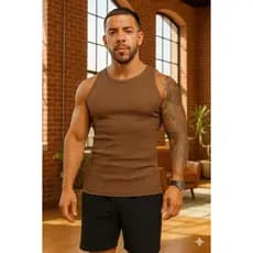 Camisas Masculina Regata Americana Canelada Algodão Ribana