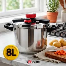 Panela de Pressão Aço Inox Fundo Triplo Sistema Antiexplosão - Extream Indução e Gás - 8L 6,2L 4,5L Fechamento Externo