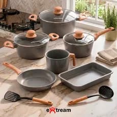 Jogo de Panelas Revestimento Ceramica Indução 8 peças Extream Hakone Gray Light