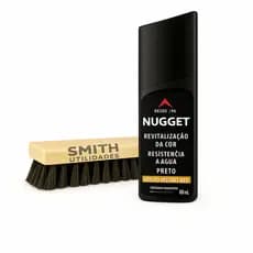 Kit 1 Graxa Líquida Preto Nugget 60ml + 1 Escova para Sapatos Macia