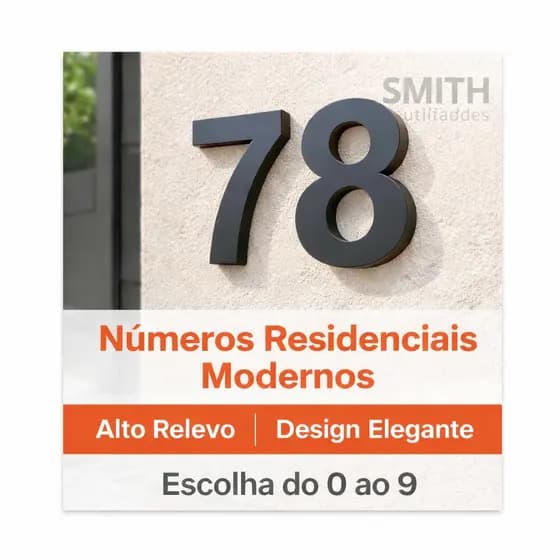 Números Residenciais Modernos 3D – Instalação Sem Furo – Escolha do 0 ao 9