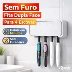 Porta Escovas de Dente Parede Sem Furo – Suporte para 4 Escovas com Fita Dupla Face