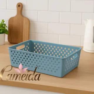 Cesto Organizador Quadrado Multiuso Grey Para Armário-Cozinha-Geladeira- Lavanderia-Gaveta- Escritório - 34x15x9cm