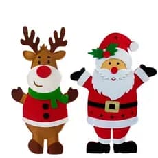 Enfeite Papai Noel ou Rena 50x27cm Feltro Tam.Grande