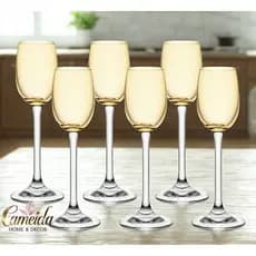 Jogo 6 Taças de Cristal Luxo Ãmbar Alto Brilho Para Licor 65 ml Colibr/ Gastro Bohemia