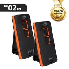 Kit 2 Controle Remoto PPA Zap 2 Botões Portão Alarme Preto/Laranja 433,92MhZ