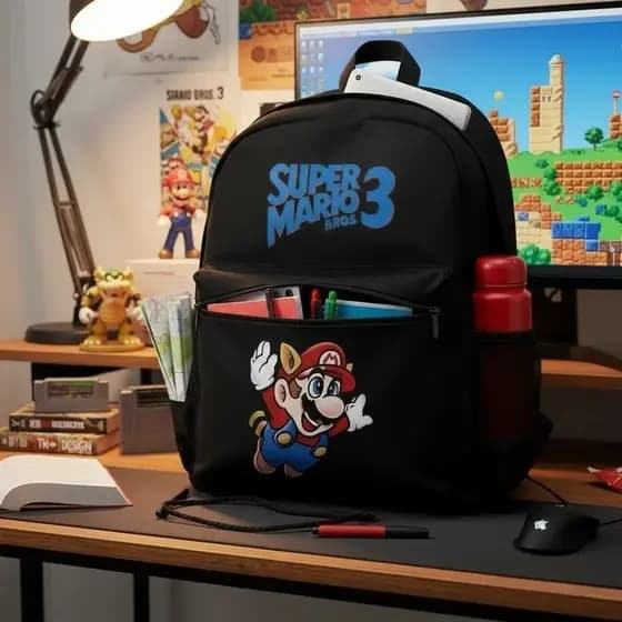 Mochila Super Mario 3 Escolar Viagem Com Compartimento Tablet Notebook Casual Faculdade Infantil Juvenil Adulto Unissex