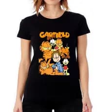 Camiseta Garfield Desenho Nostalgia Baby Look Camisa Fem M1