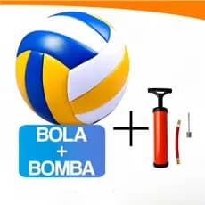 Bola de Volei + Bomba de Encher Ar Quadra Praia Areia Voleibol 22cm Profissional Costurada..