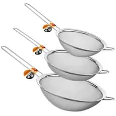 Peneira Aço Inox kit com 3 tamanhos grandes 14cm,16cm,20cm