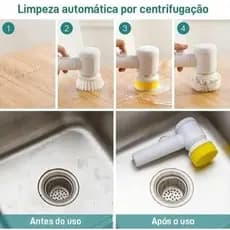 Escova Elétrica Multiuso 5 em 1 para Limpeza Rotação 360o