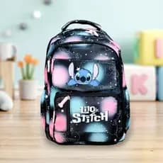 Mochila Infantil Lilo e Stitch com 12 Bolsos Espaçosos abre 180º