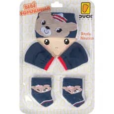Conjunto Bebe Touca Meia Luva Recém Nascido Algodão Meninos Promoção 0-3 Meses