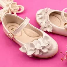 Sapatilha Infantil Menina Delicada Flor Laço Brilho Batizado Moda Criança Promoção 2031