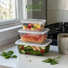 Kit Potes de Plastico  Três Peças 420ml 750ml 1300ml Marmita Fechamento Hermético Freezer Microondas