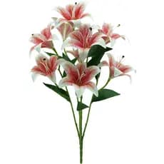 Buquê de Lírios Artificial 5 Hastes Luxo Realista | Decoração Elegante para Sala, Quarto e Festa