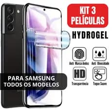 Kit 3 Películas Hidrogel Para Samsung Galaxy Linha A S M Ultra Note Plus Fe A05 S25 S24 S23 S20 S10
