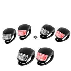 Kit 3 Faróis Led Silicone Bike Luz Branca e Vermelha 3 Modos