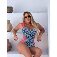 Maiô Biquini Bicolor Neon Com Bojo Alças Reforçadas Chapa Barriga Moda Praia Feminino Verão 2025 Neon