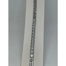 Pulseira Prateada Strass Elegante Festa Pedras R7322