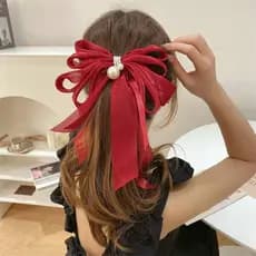 Laco Acessorio Grampo Cabelo Tecido Fitas Perola W7843