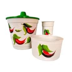 Conjunto Produto Limpeza 3 Recipientes Plástico Estampado