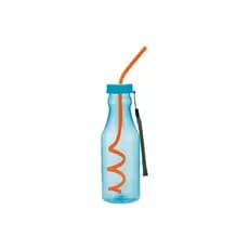 Garrafa Plástica com Canudo Espiral 550ml Azul 91AZ