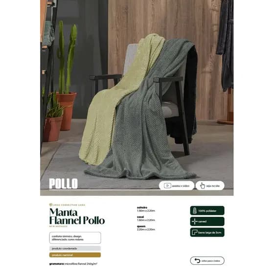 Manta Pollo Appel Flannel Toque Aveludado e Conforto Térmico para o Inverno