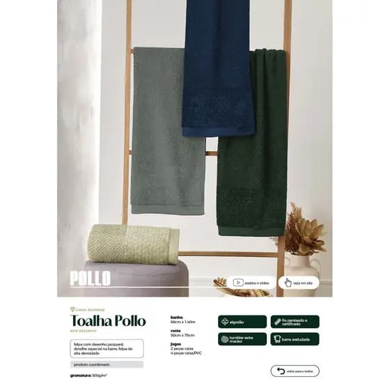 Toalha de Rosto Pollo Appel Home Fio Penteado – Toque Macio e Alta Absorção