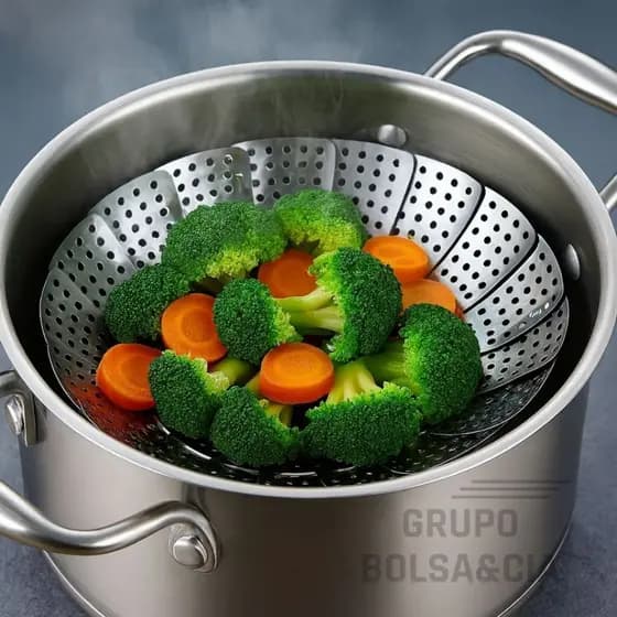 Cesto de Cozimento A Vapor Legumes Folhas Inox Premium Cozinhar Legumes no Vapor Panela