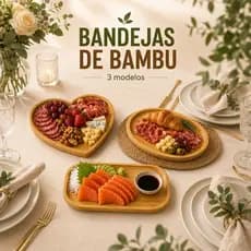 Bandeja Bambu tábua Petisqueira Decorativa  Porta Frios Coração Oval Retangular  Frutas Queijos Café Luxo