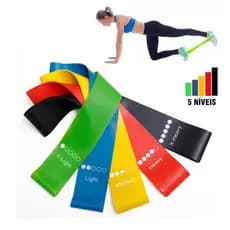 Kit 5 Faixas Els´sticas Resistentes Mini Bands Faixa Elástica de Execícios
