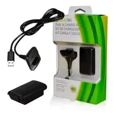 Kit 1 Bateria Para Controle Xbox 360 + 1 Cabo Carregador 1.4m