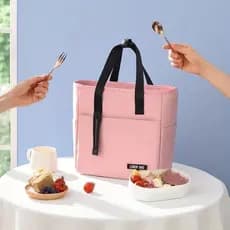 Bolsa Térmica Marmita Portátil Viagem Grande Capacidade Lancheira Impermeável Tecido Oxford