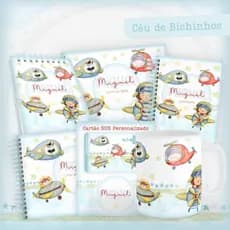 KIT PERSONALIZADO CADERNETA SAÚDE ATUALIZADA/ LIVRO DO BEBÊ/ LIVRO MÊSVERSARIO– CÉU DE BICHINHOS
