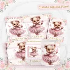 KIT  PERSONALIZADO/ CADERNETA DE SAÚDE ATUALIZADA / LIVRO DO BEBÊ/LIVRO MÊSVERSÁRIO– URSINHA REALISTA FLORA