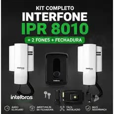 Kit Interfone Intelbras IPR 8010 + 2 Fones + Fechadura 12V Completo