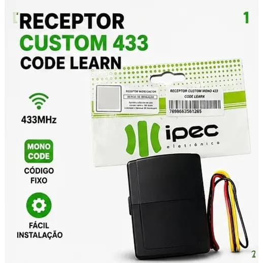 Receptor 433MHz 1 Canal Ipec Learn 340Tx Mono Code