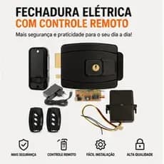 Fechadura Elétrica AGLinha Interna + Receptor RX Code Learn 433MHz + 2 Controles TX Deco + Fonte 12V 2A
