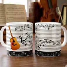 Caneca Violão Música Notas Musicais Presente Músico Xícara