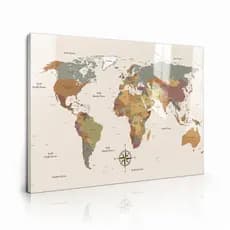 Quadro Decorativo Mapa Mundi Horizontal MDF Para Sala Escritório Quarto 1 Peça