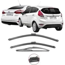 KIT 3 Palhetas Limpador Parabrisa Dianteiro + Traseiro New Fiesta Hatch/Sedan/Mexicano 2010 - 2019